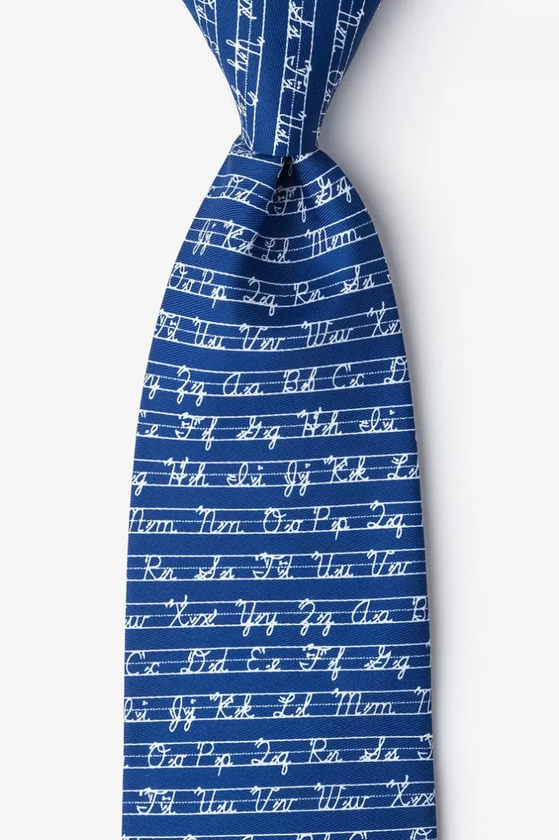 Ties Learning Cursive Navy Blue Extra Long Tie NavyBlue Sale