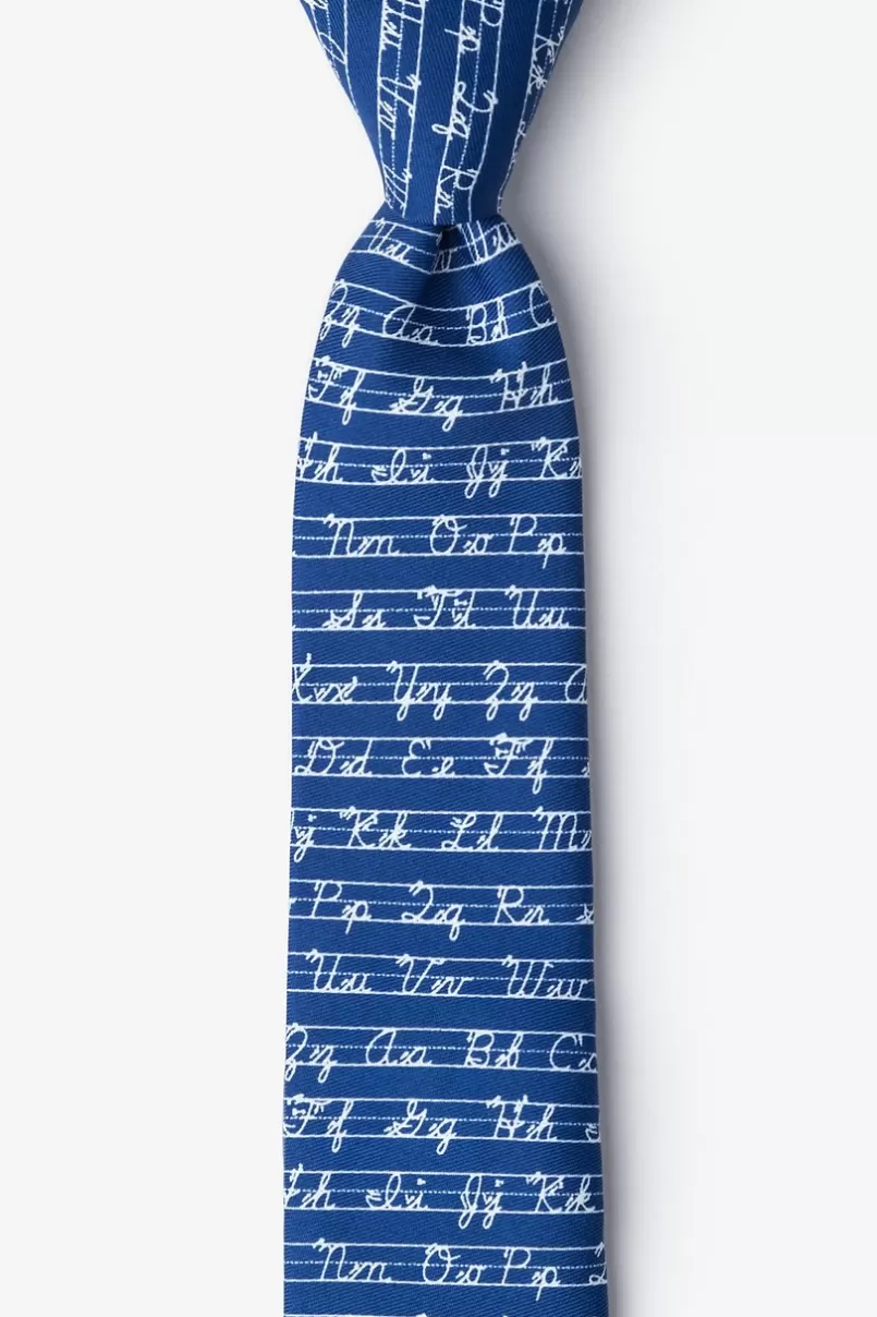 Ties Learning Cursive Navy Blue Skinny Tie NavyBlue Online