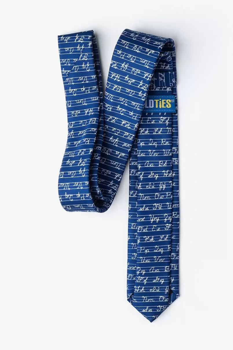 Ties Learning Cursive Navy Blue Skinny Tie NavyBlue Online