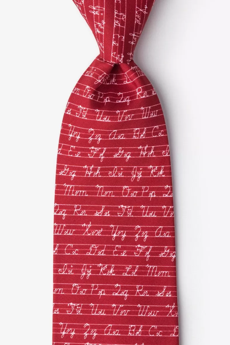 Ties Learning Cursive Red Tie Red&Maroon Fashion