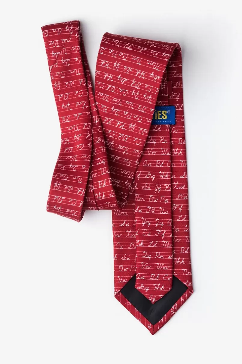 Ties Learning Cursive Red Tie Red&Maroon Fashion