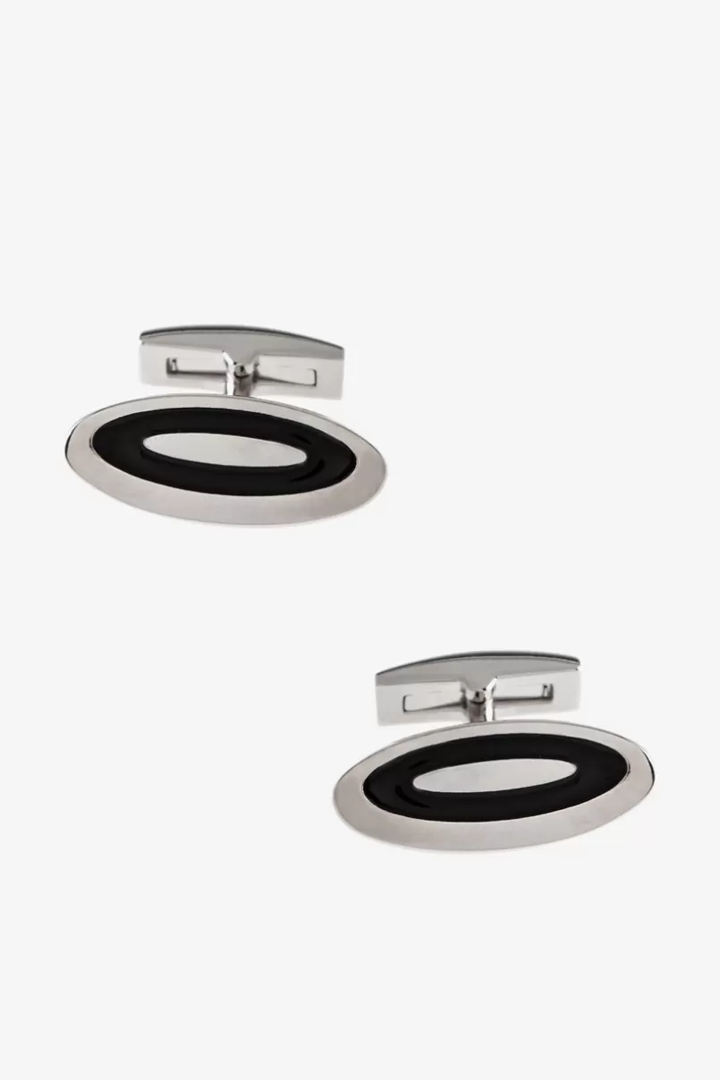 Ties Lengthened Oval Black Cufflinks Cheap