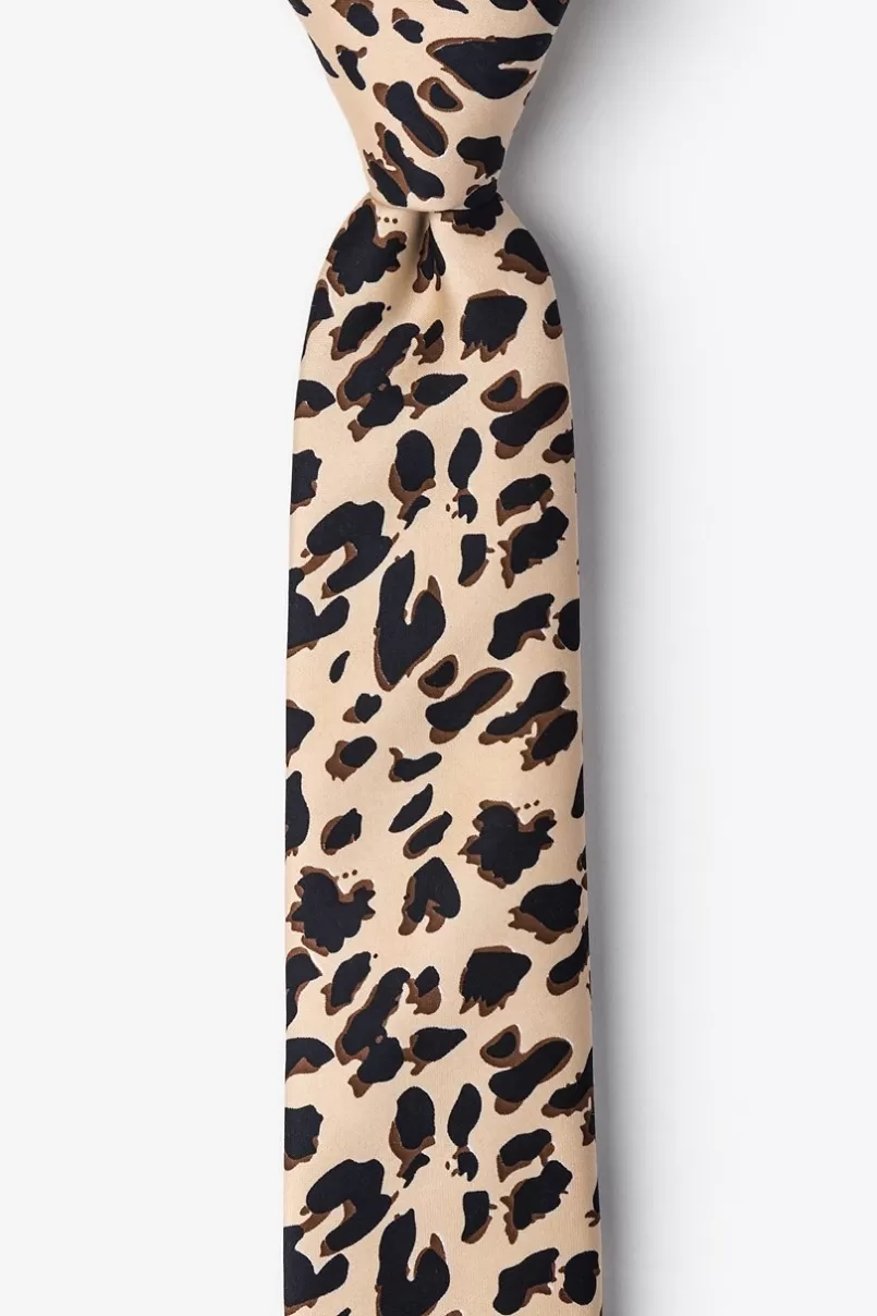 Ties Leopard Animal Print Tan/taupe Tie For Boys Discount