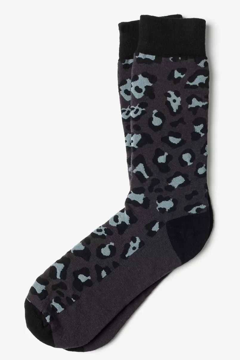 Ties Leopard Print Sock Charcoal Shop