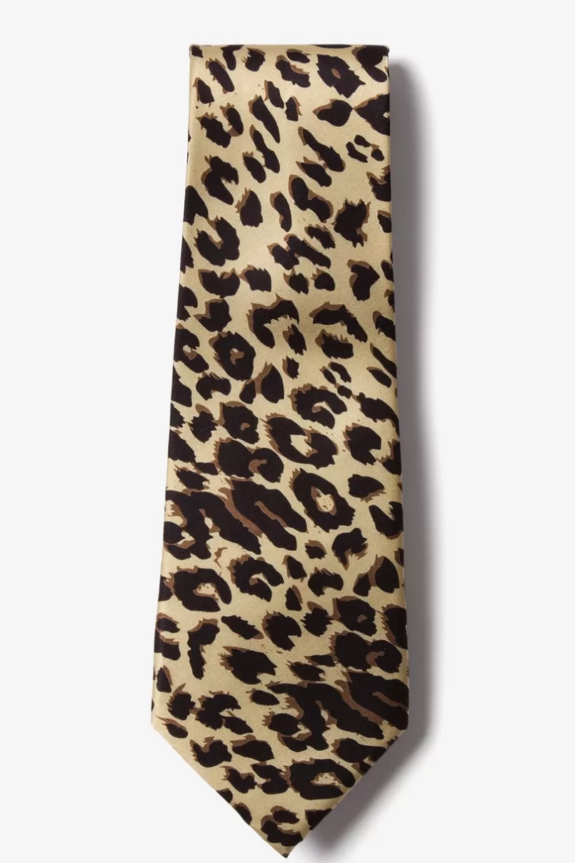 Ties Leopard Print Tan/taupe Extra Long Tie New