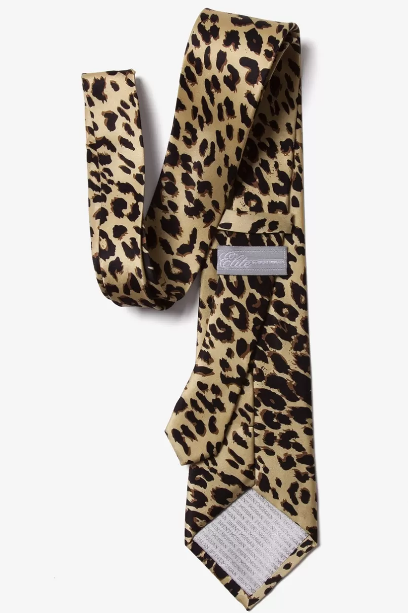 Ties Leopard Print Tan/taupe Extra Long Tie New