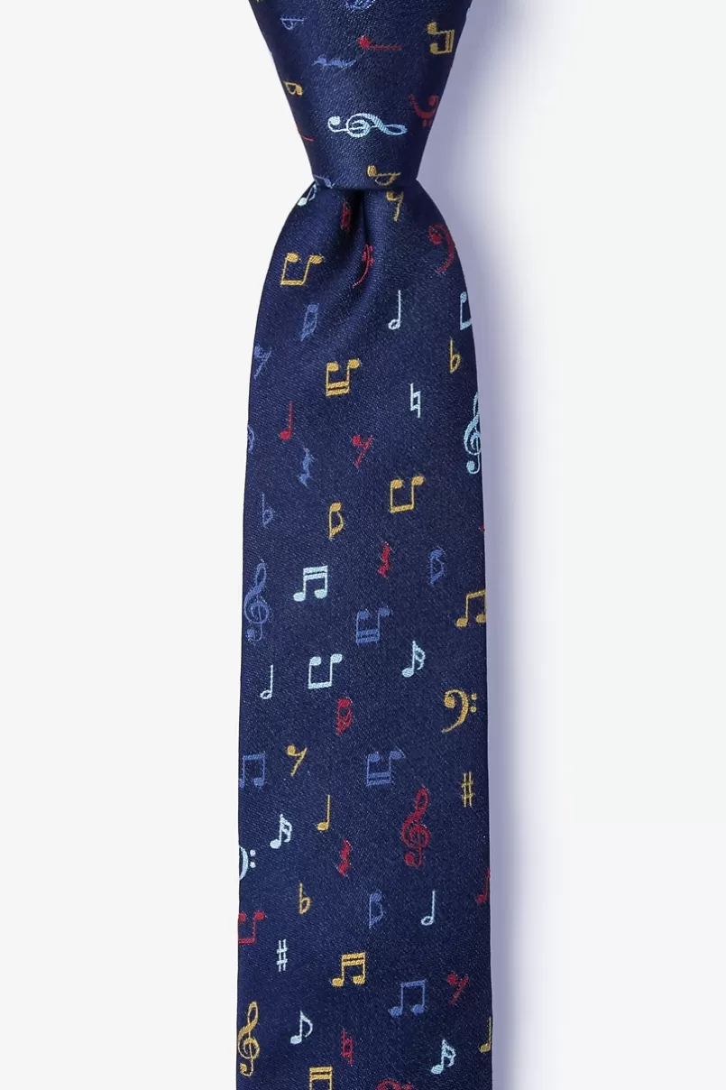 Ties Let's Compare Notes Navy Blue Skinny Tie New