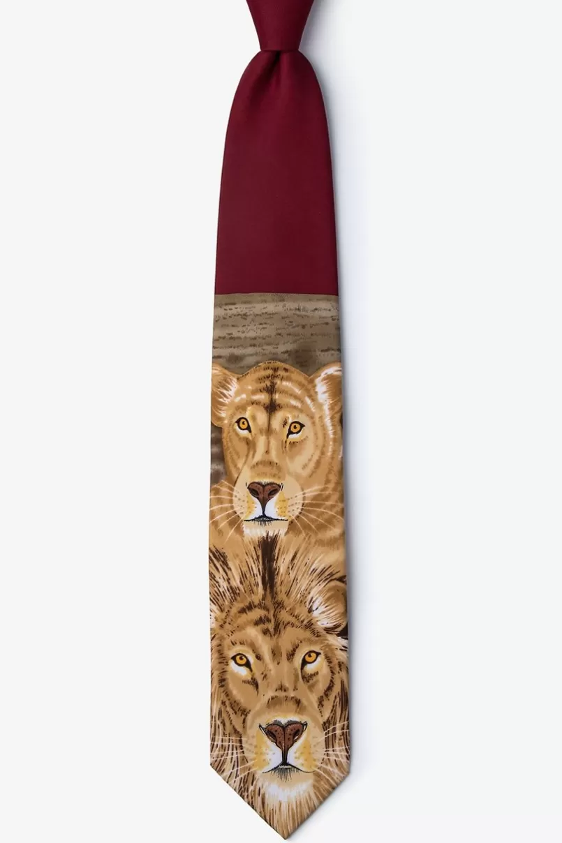 Ties Lions Burgundy Tie Cheap