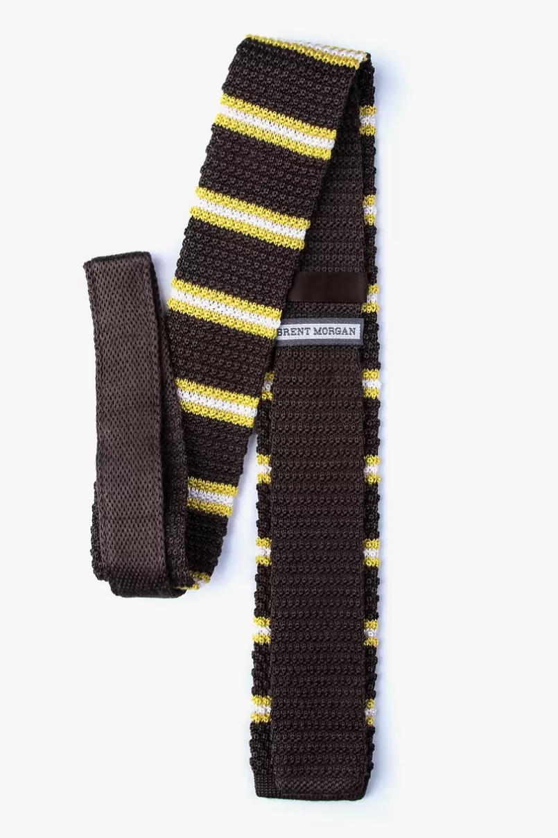 Ties Maltese Stripe Brown Knit Skinny Tie Online