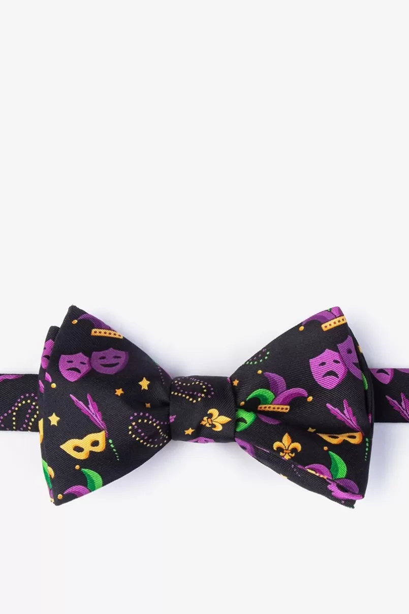 Ties Mardi Gras Masquerade Black Self-Tie Bow Tie Hot