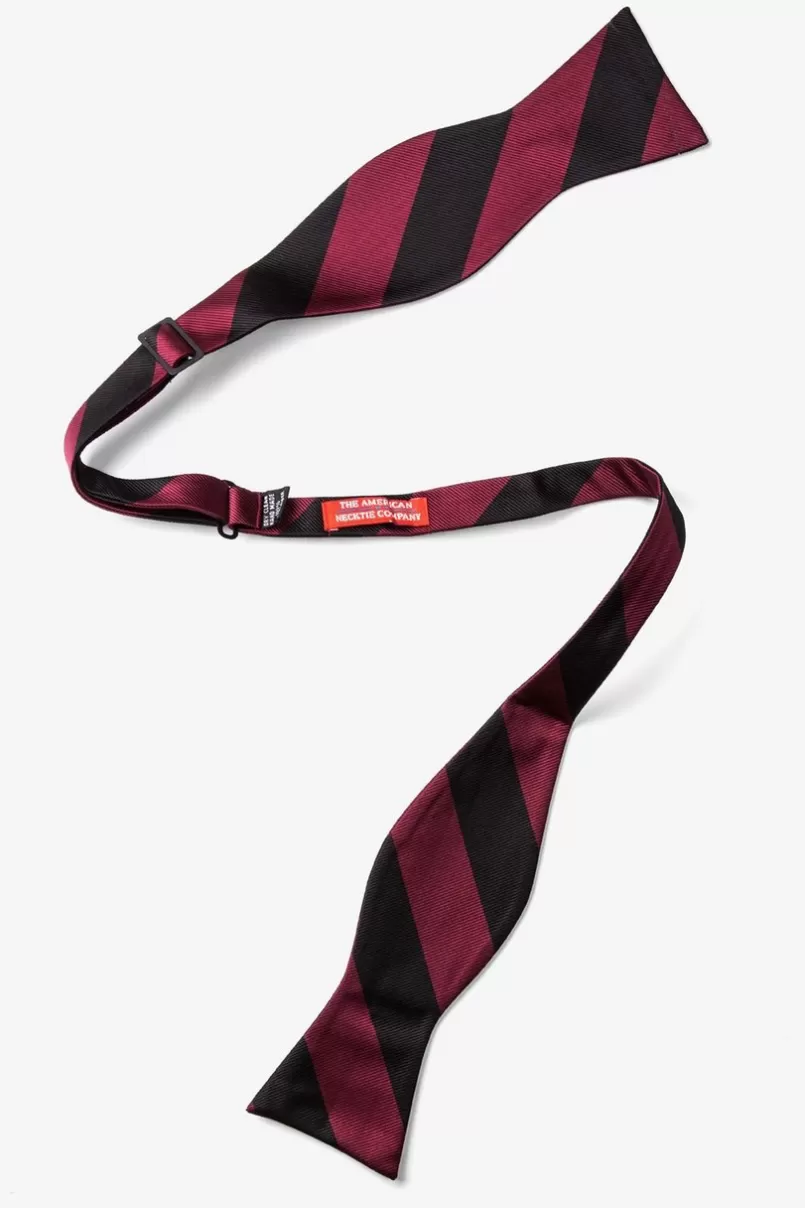 Ties Maroon & Black Stripe Self-Tie Bow Tie Maroon&Black Fashion