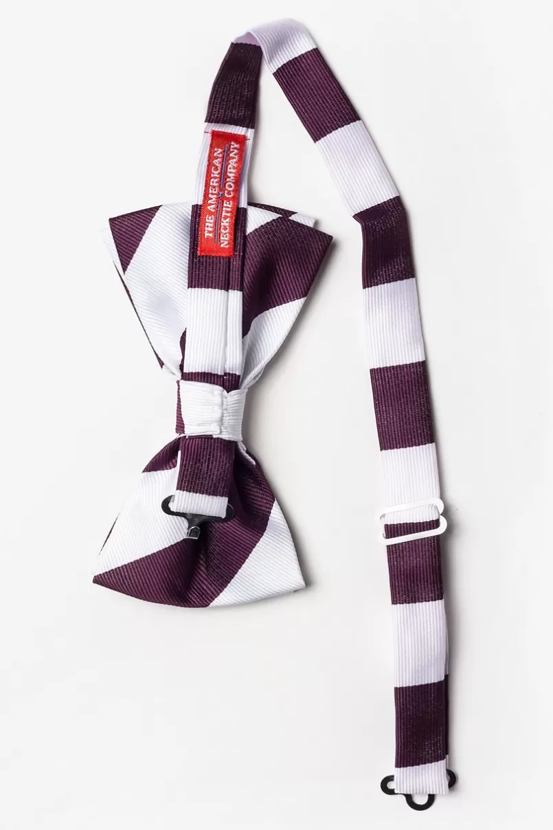 Ties Maroon & White Stripe Pre-Tied Bow Tie Maroon&White Flash Sale