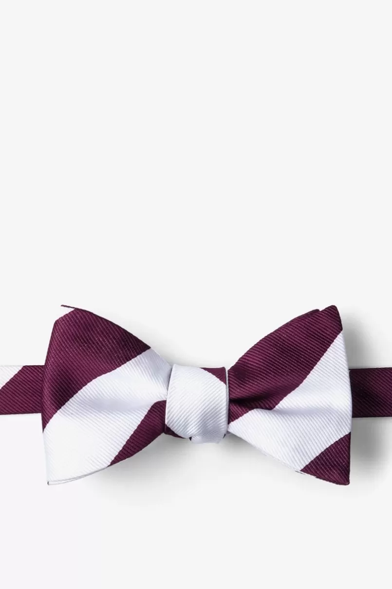 Ties Maroon & White Stripe Self-Tie Bow Tie Maroon&White New