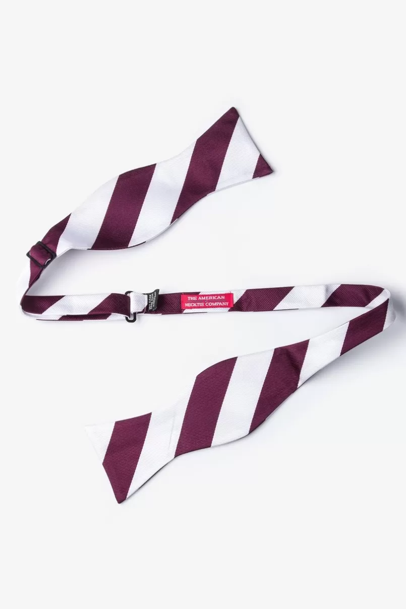 Ties Maroon & White Stripe Self-Tie Bow Tie Maroon&White New