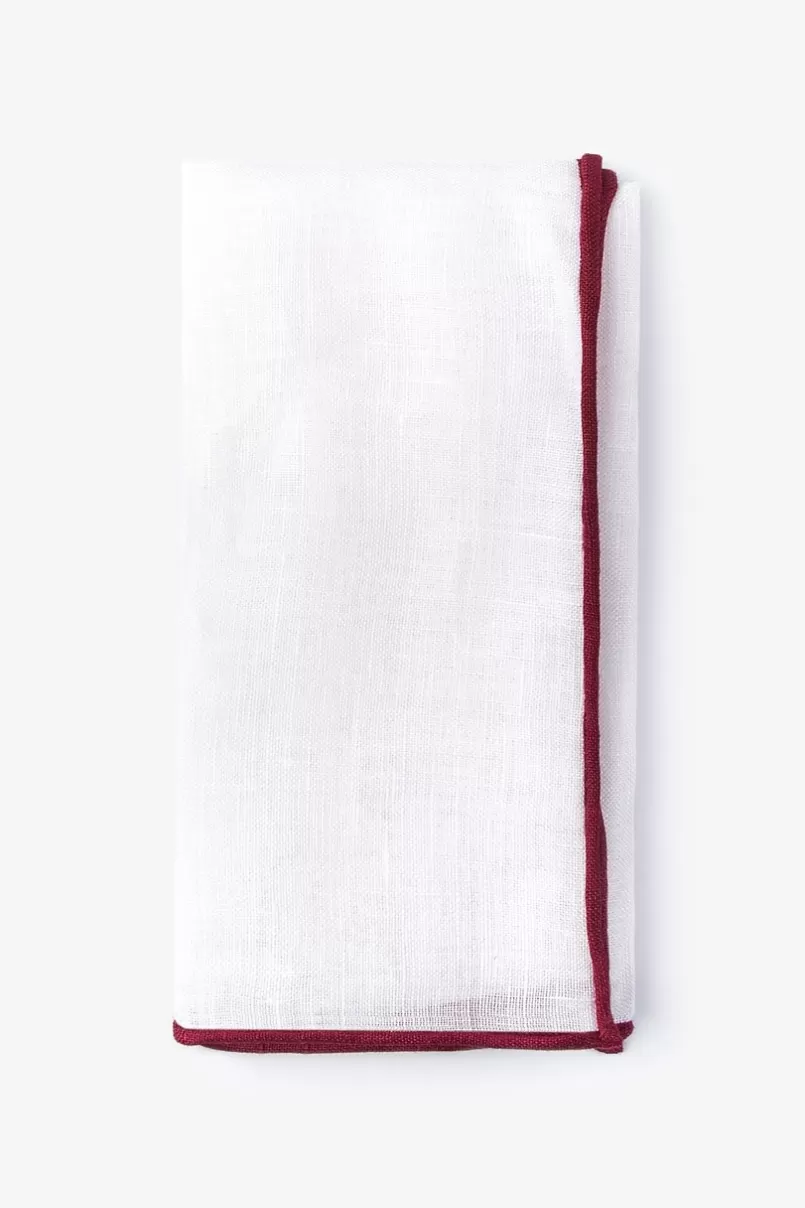 Ties Maroon Edged Linen White Pocket Square White&Maroon Online