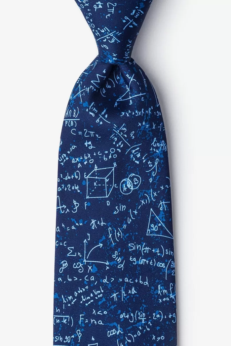 Ties Math Equations Navy Blue Extra Long Tie Cheap