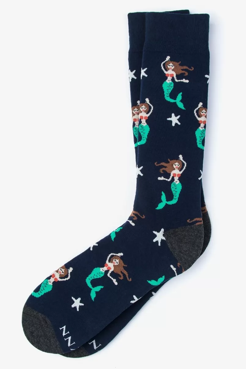 Ties Mermaid Navy Blue Sock NavyBlue Cheap