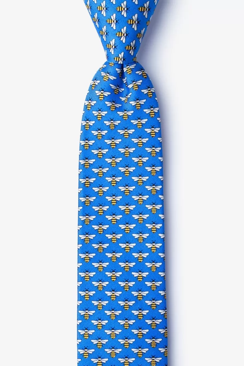 Ties Micro Bees Blue Skinny Tie Cheap