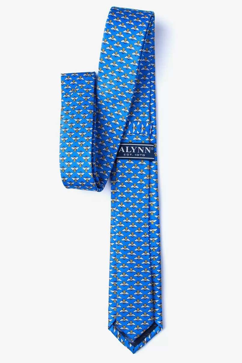 Ties Micro Bees Blue Skinny Tie Cheap