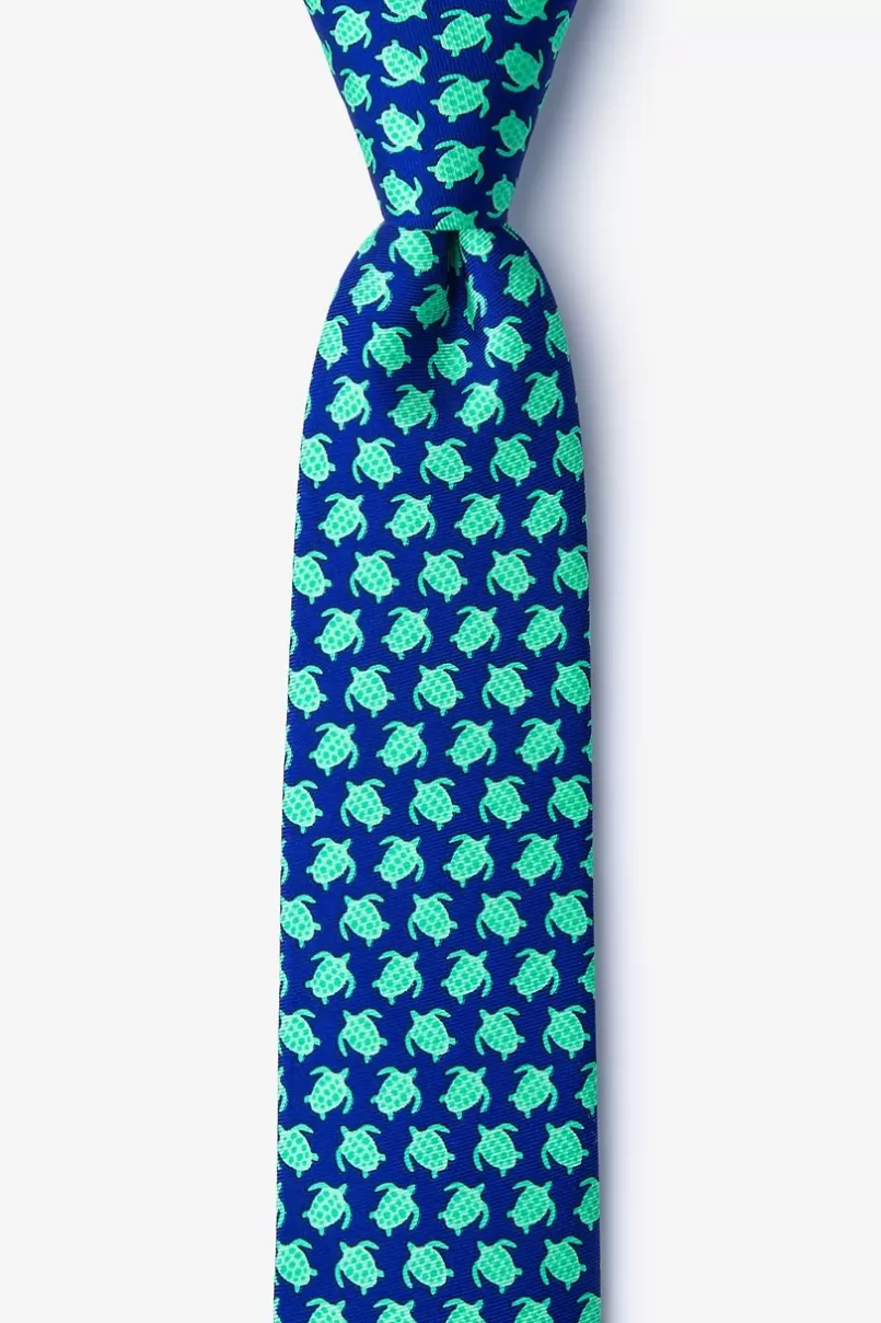 Ties Micro Sea Turtles Navy Blue Skinny Tie Outlet