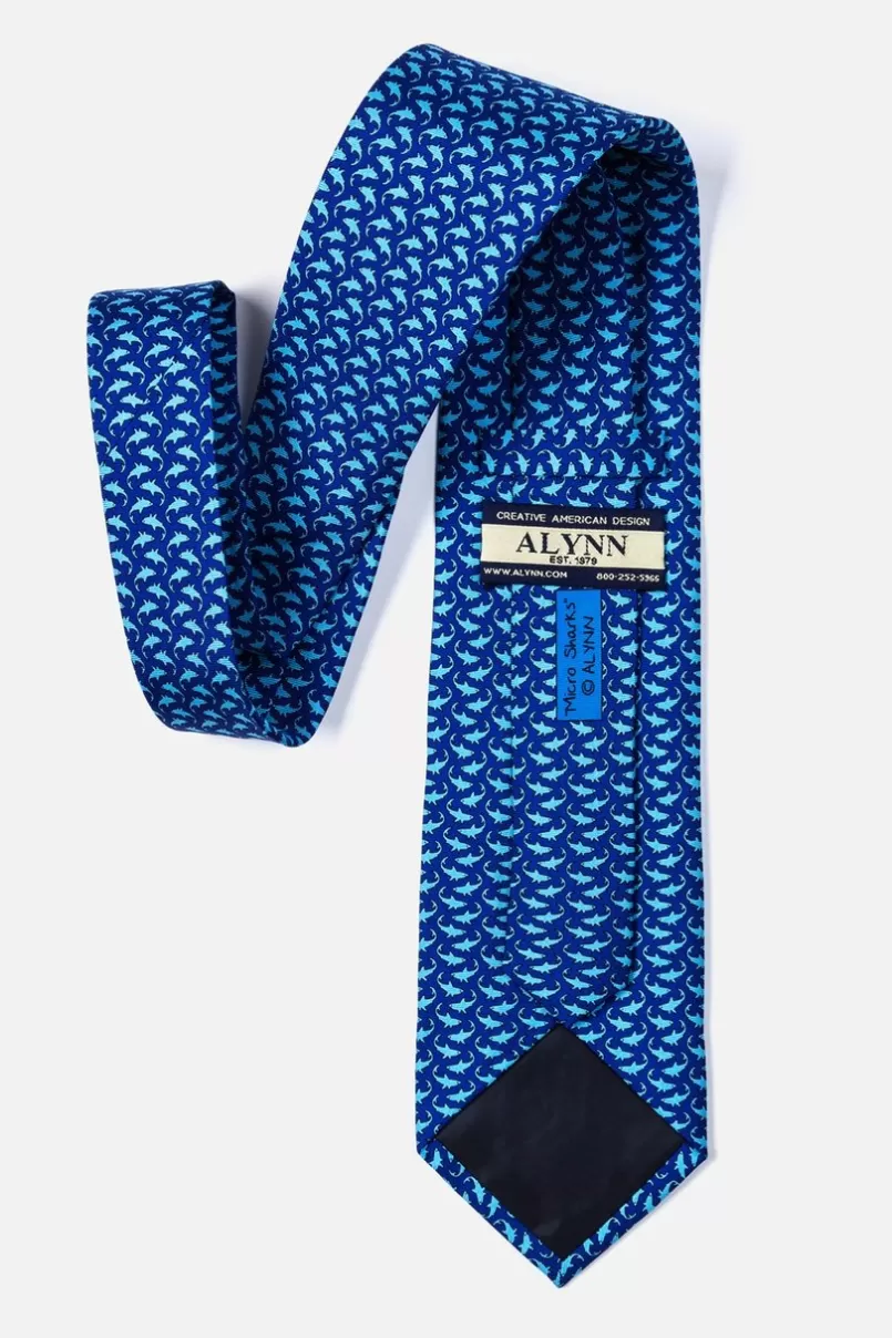 Ties Micro Sharks Navy Blue Tie Cheap