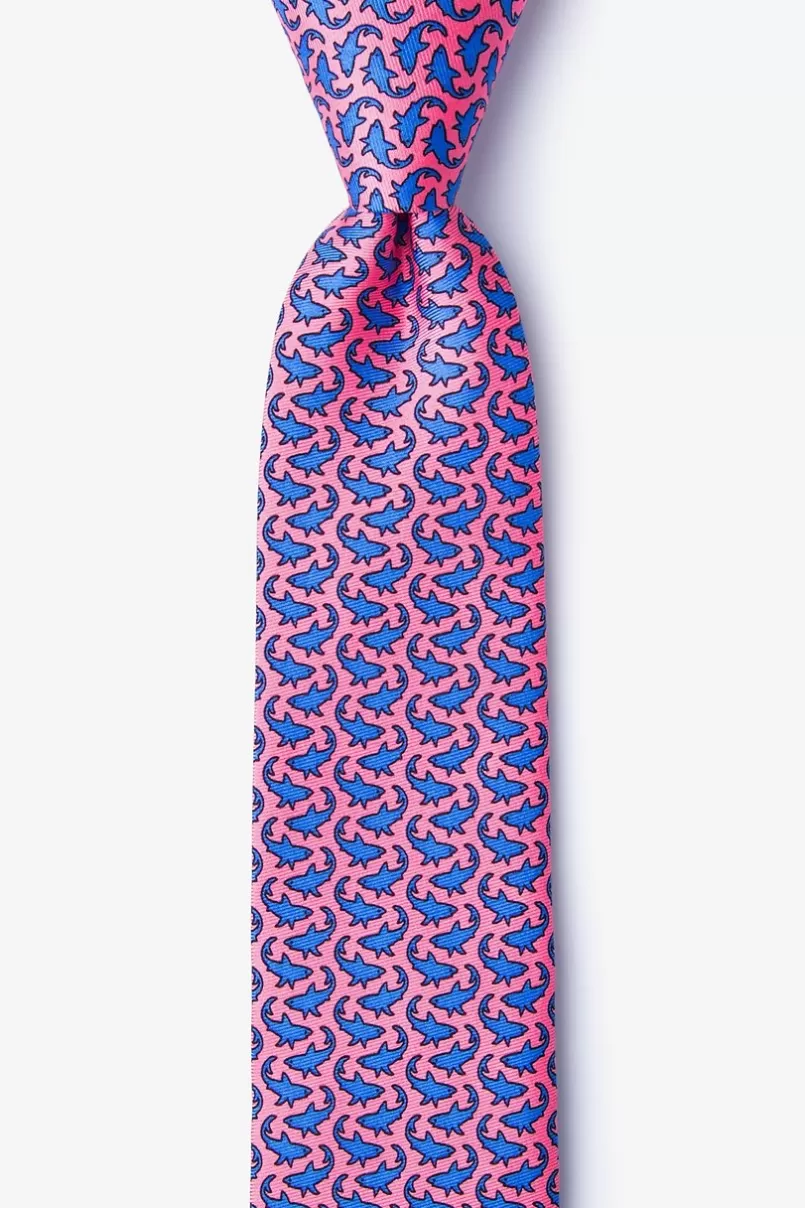 Ties Micro Sharks Pink Skinny Tie Clearance