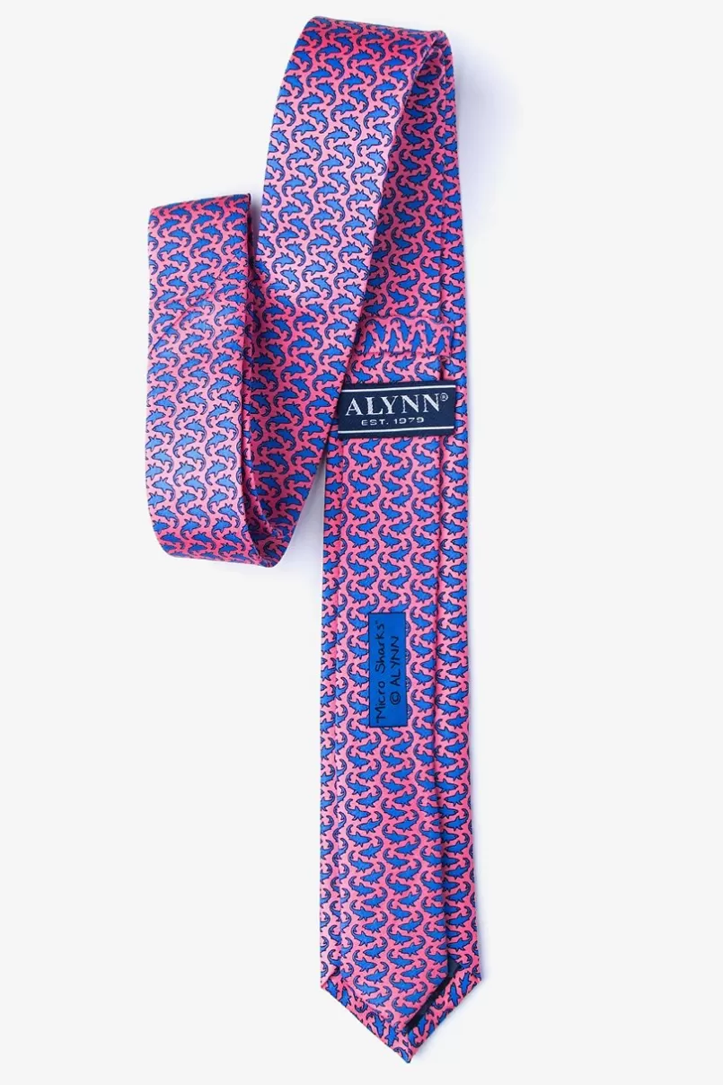 Ties Micro Sharks Pink Skinny Tie Clearance