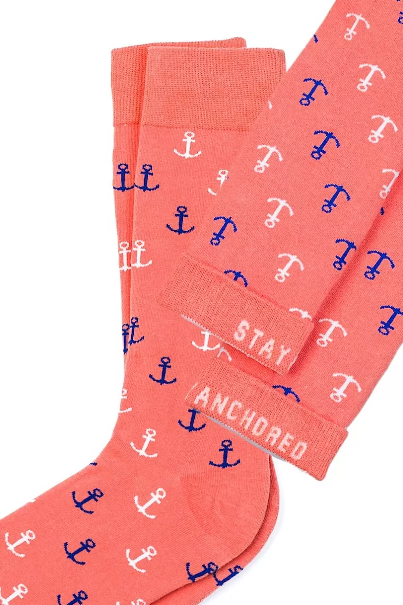 Ties Mini Anchors Sock Coral Best