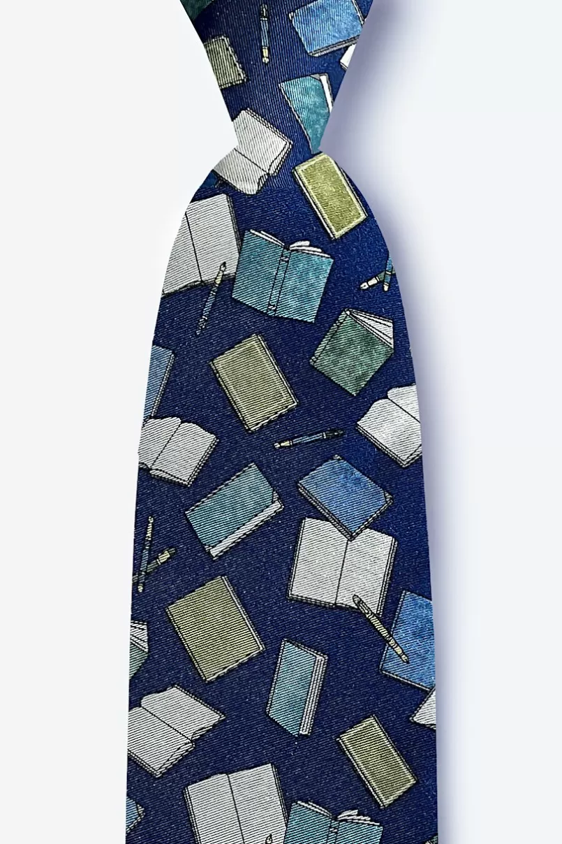 Ties Mr. Write Navy Blue Tie NavyBlue Fashion