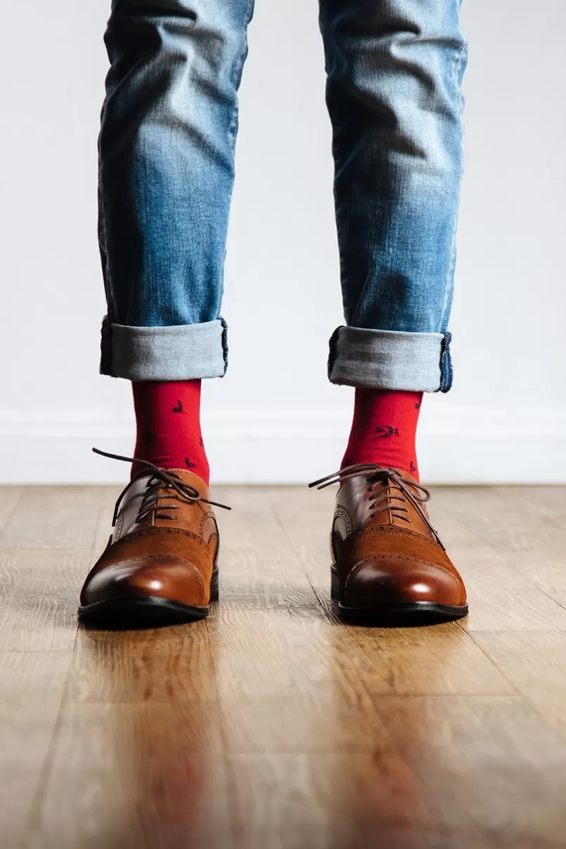 Ties Music Note Sock Red Online