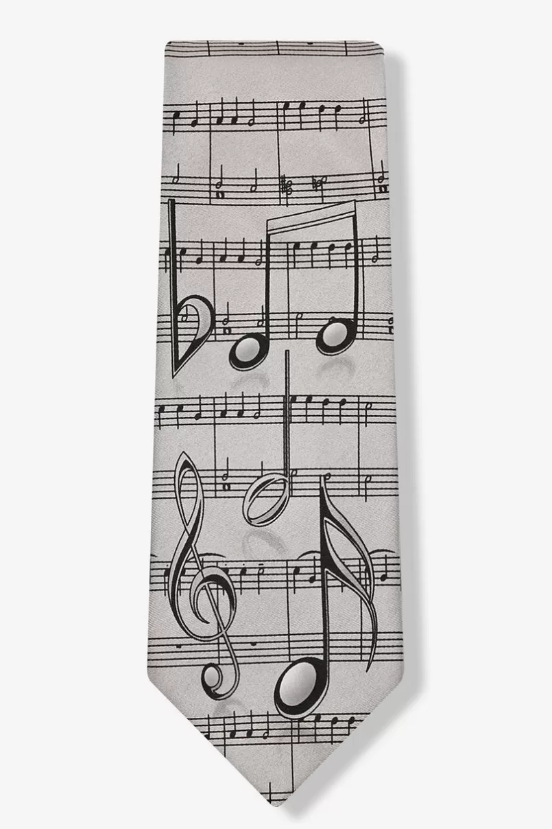 Ties Music Notes Gray Tie Cheap