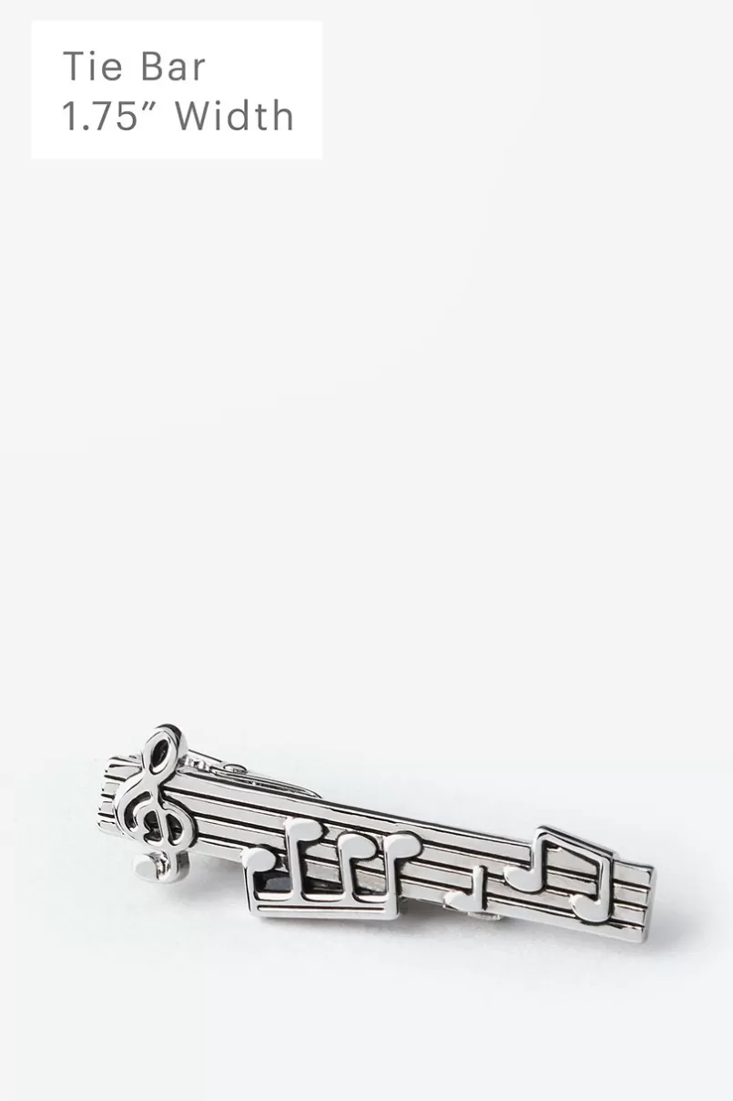 Ties Music Notes Silver Tie Bar Hot