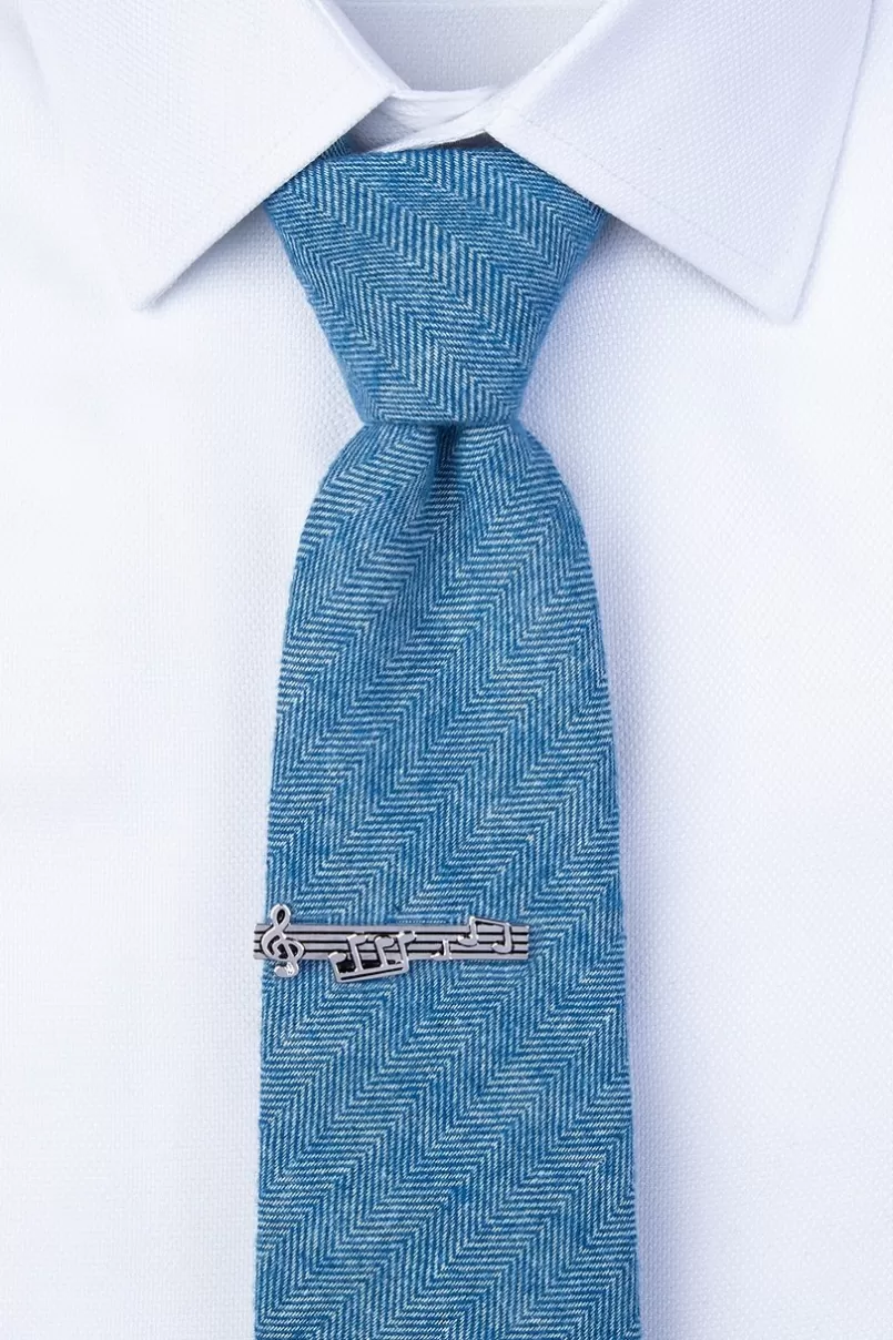 Ties Music Notes Silver Tie Bar Hot