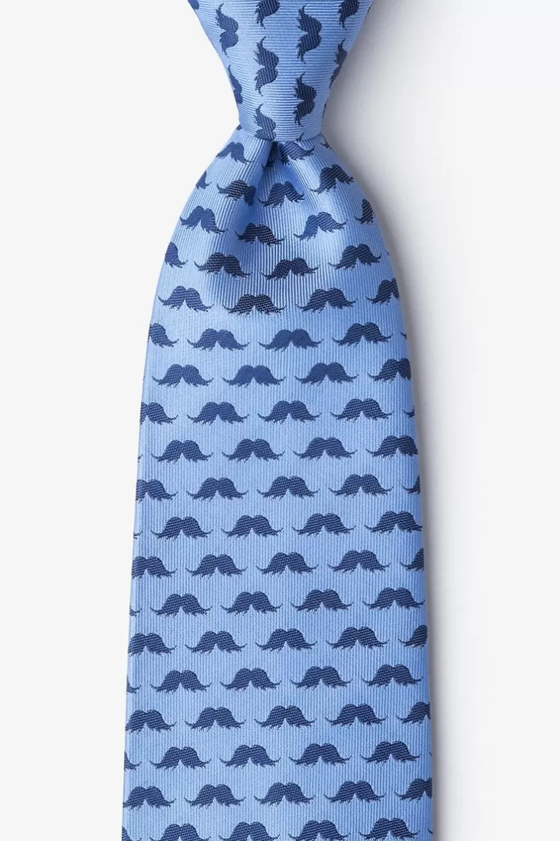 Ties Mustache Repeat Sky Blue Extra Long Tie SkyBlue Discount