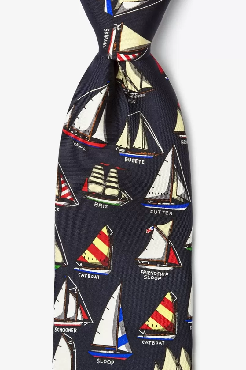 Ties Name that Boat Navy Blue Tie Discount