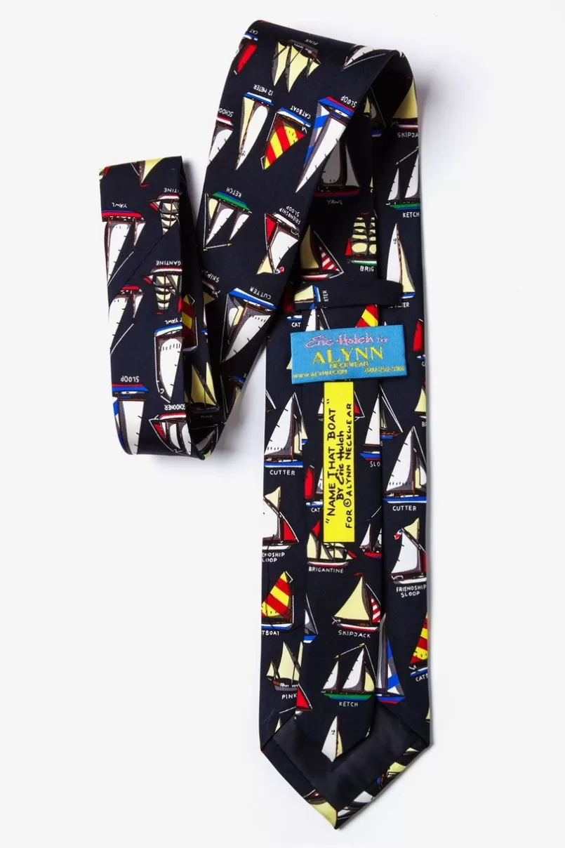 Ties Name that Boat Navy Blue Tie Discount