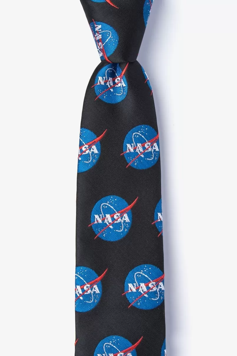 Ties Nasa Logo Black Skinny Tie Discount