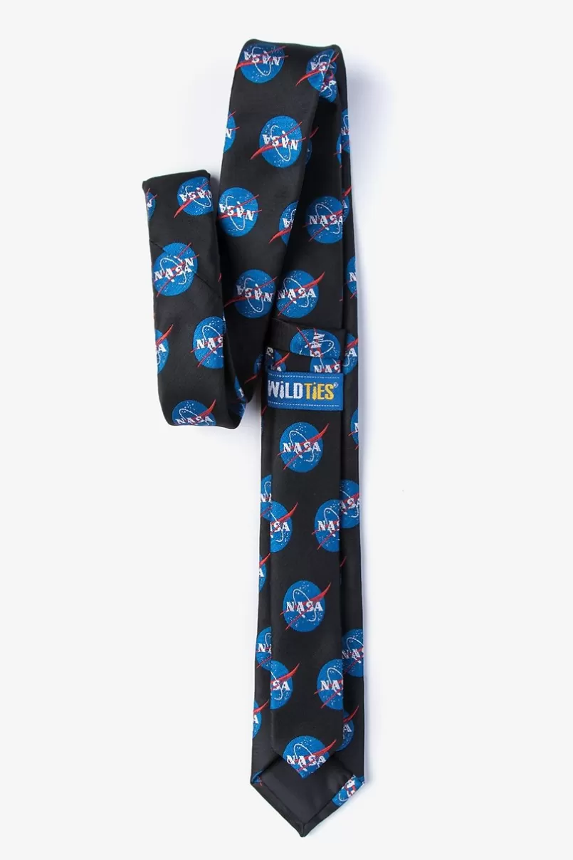 Ties Nasa Logo Black Skinny Tie Discount