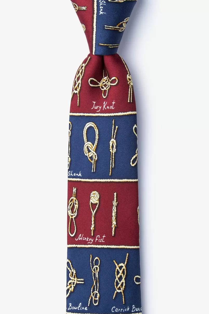 Ties Nautical Knots Burgundy Skinny Tie Flash Sale