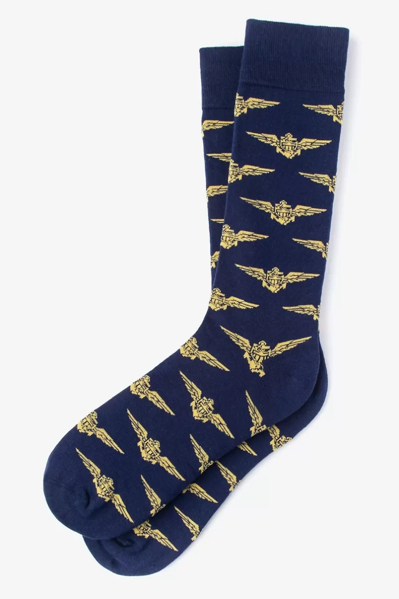 Ties Naval Aviation Wings Navy Blue Sock Hot