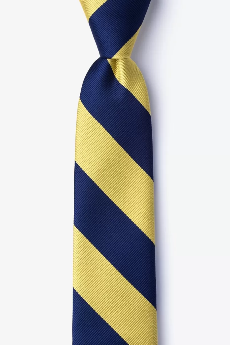 Ties Navy & Gold Stripe Navy Blue Skinny Tie NavyBlue&Gold Outlet