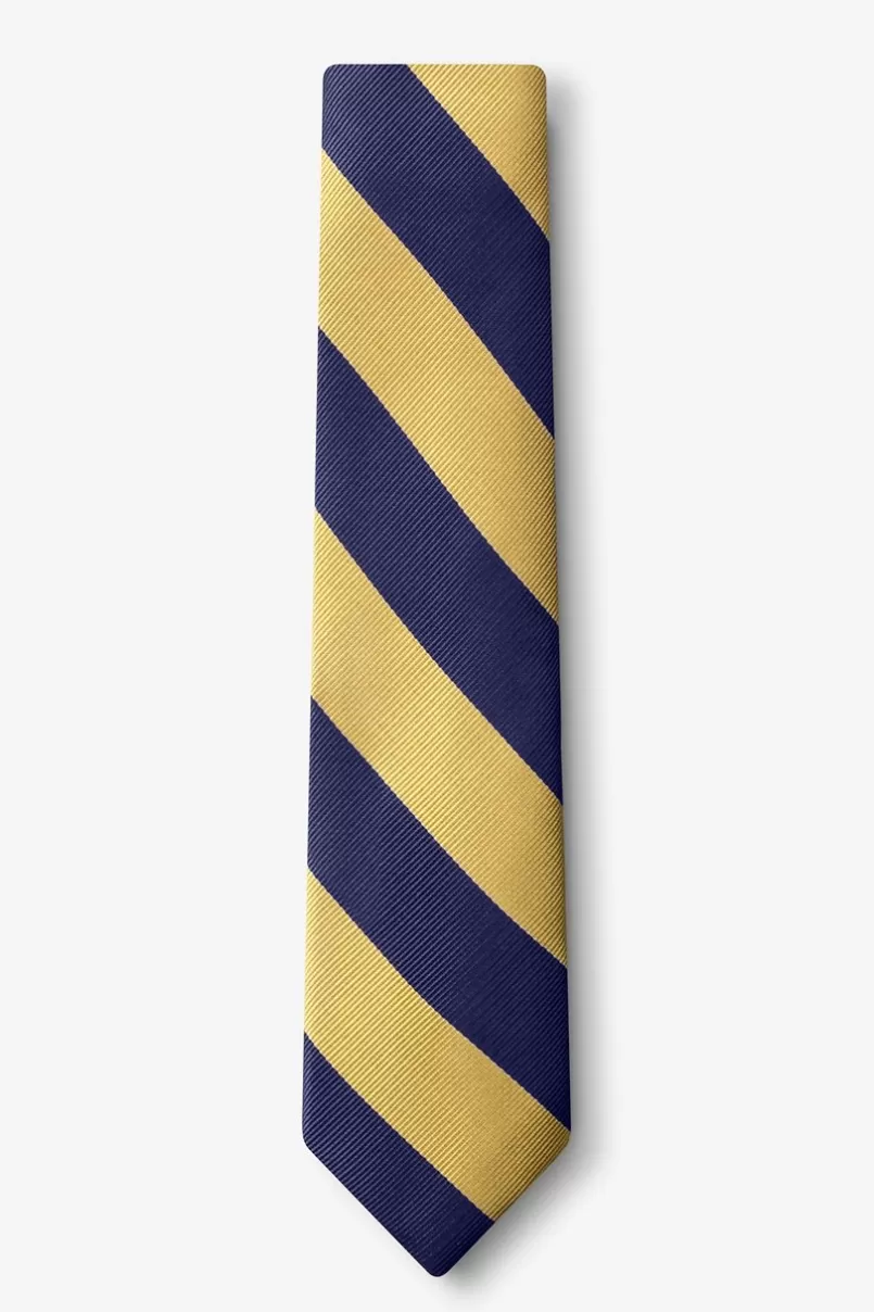 Ties Navy & Gold Stripe Navy Blue Skinny Tie NavyBlue&Gold Outlet