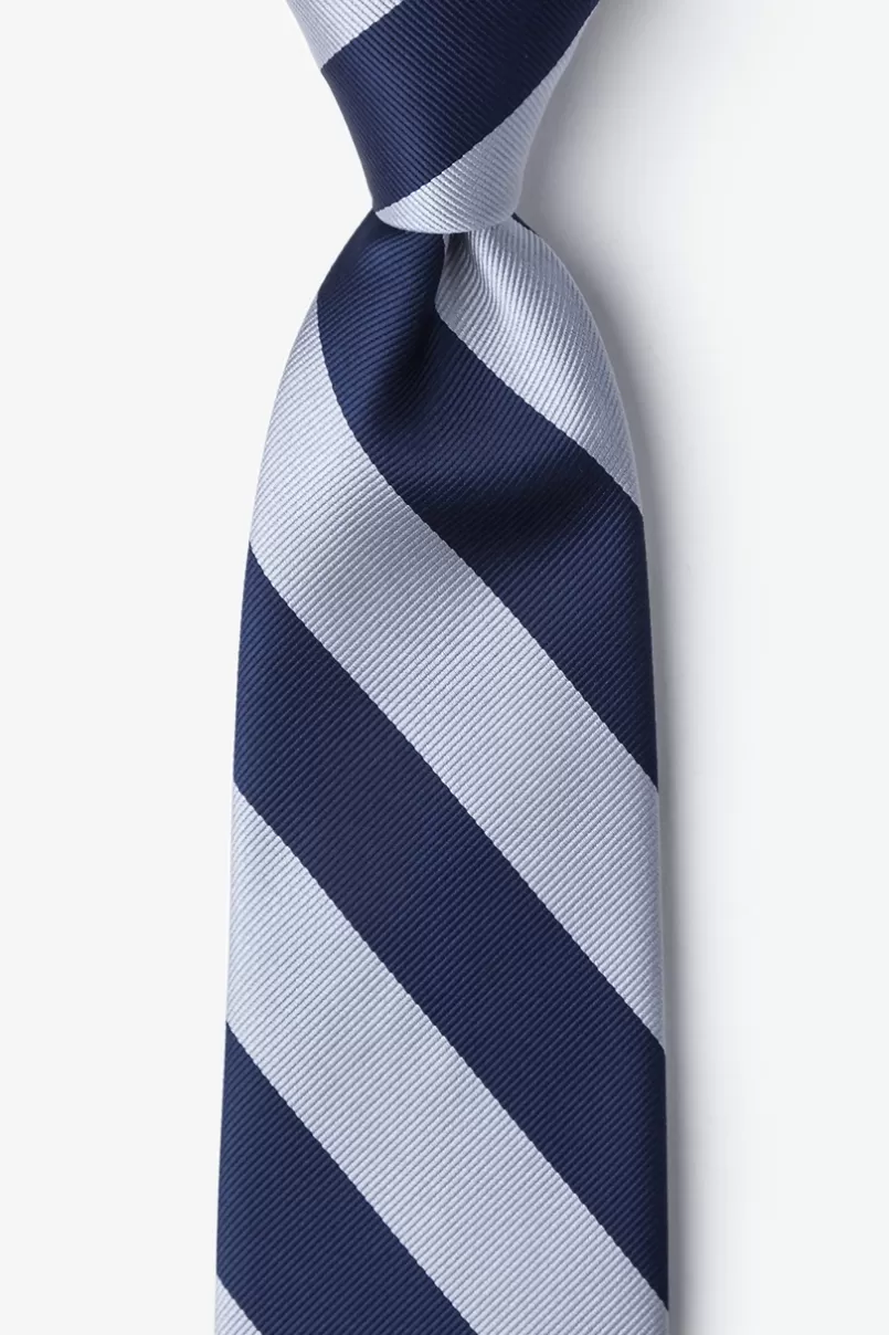 Ties Navy & Silver Stripe Navy Blue Extra Long Tie NavyBlue&Silver Shop