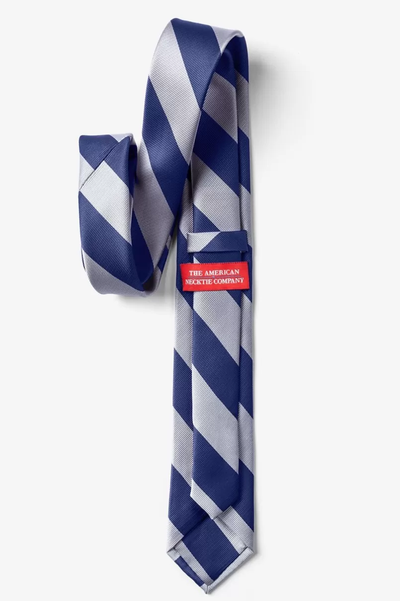 Ties Navy & Silver Stripe Navy Blue Skinny Tie NavyBlue&Silver Online