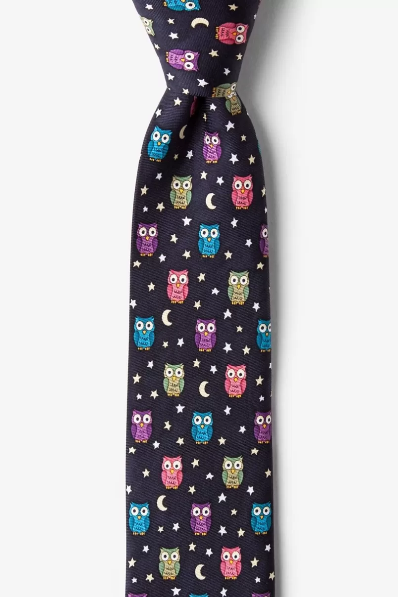 Ties Night Owl Black Skinny Tie Clearance