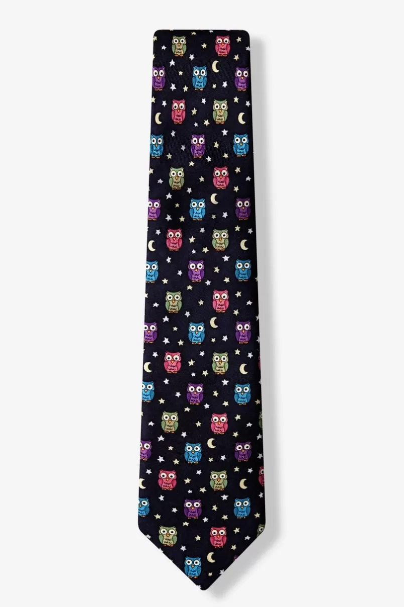 Ties Night Owl Black Skinny Tie Clearance