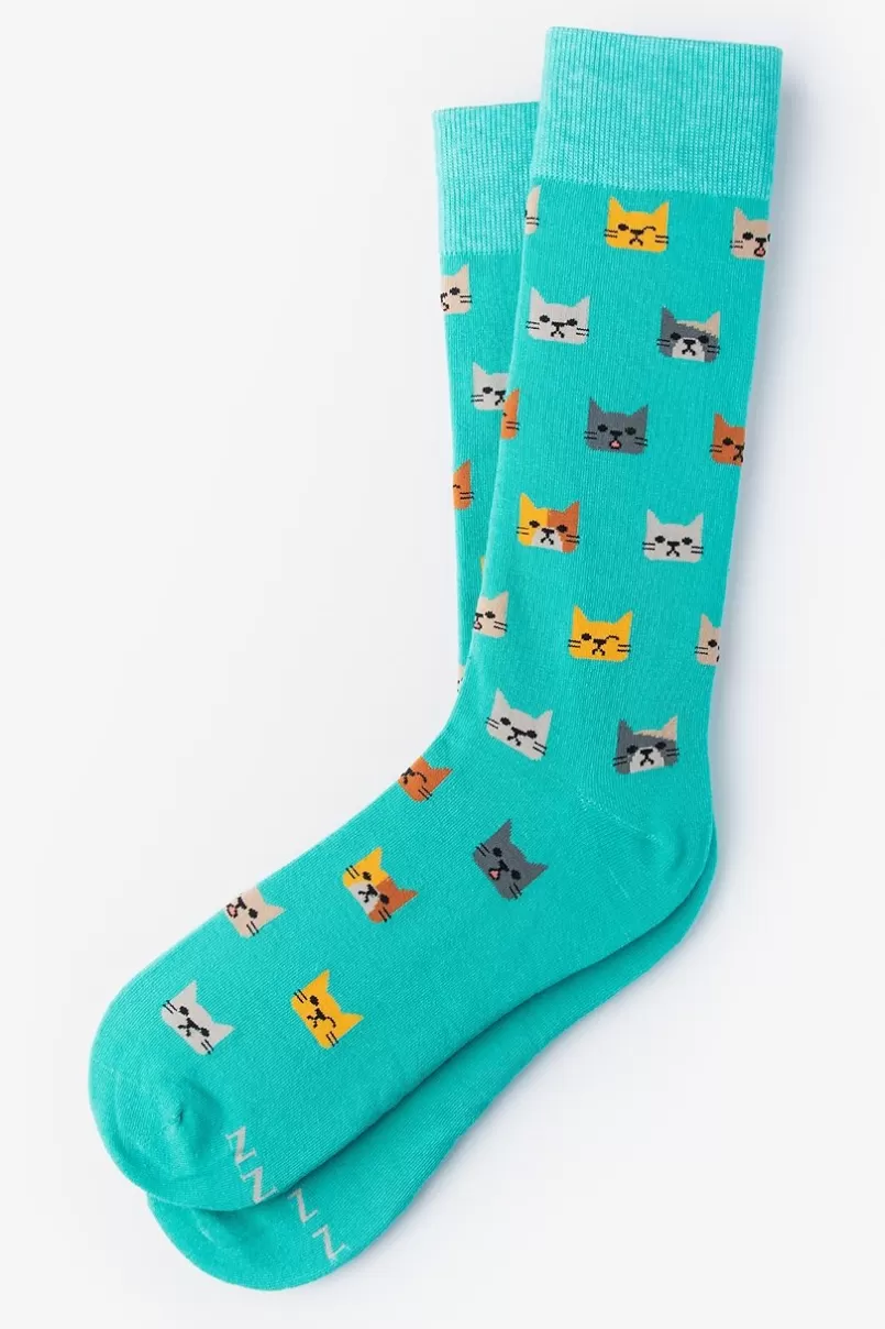 Ties Not Kitten Around Sock Aqua Store