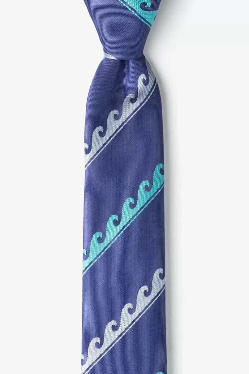 Ties Ocean Waves Skinny Tie Slate Flash Sale