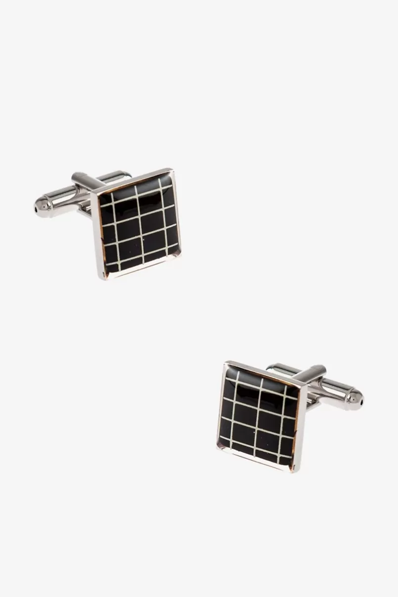 Ties On the Grid Black Cufflinks Shop