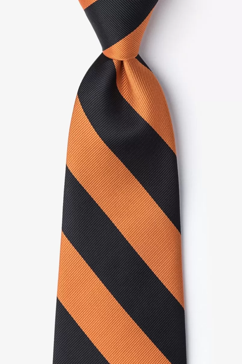 Ties Orange & Black Stripe Extra Long Tie Orange&Black Online